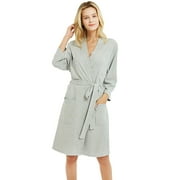 U2SKIIN Womens Cotton Robes, Lightweight Robes for Women with 3/4 Sleeves Knit Bathrobe Soft Sleepwear Ladies Loungewear,(Grey mel,M)